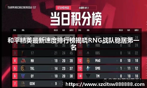 和平精英最新速度排行榜揭晓RNG战队稳居第一名
